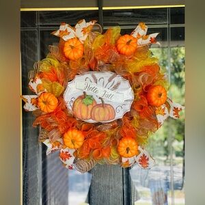 Hello Fall Pumpkin Wreath